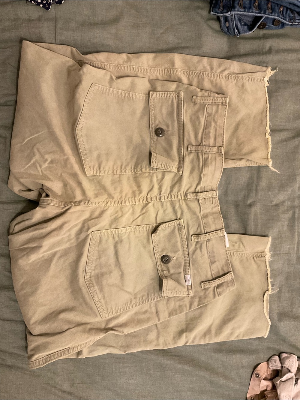 MOTHER  Khaki Cargo Shorts with Button-Flap Pockets